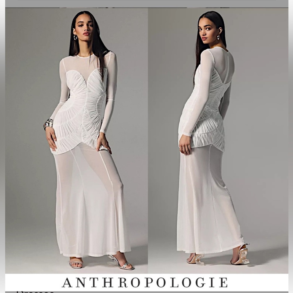 Mishka white bridal elopement rehearsal sheer gown